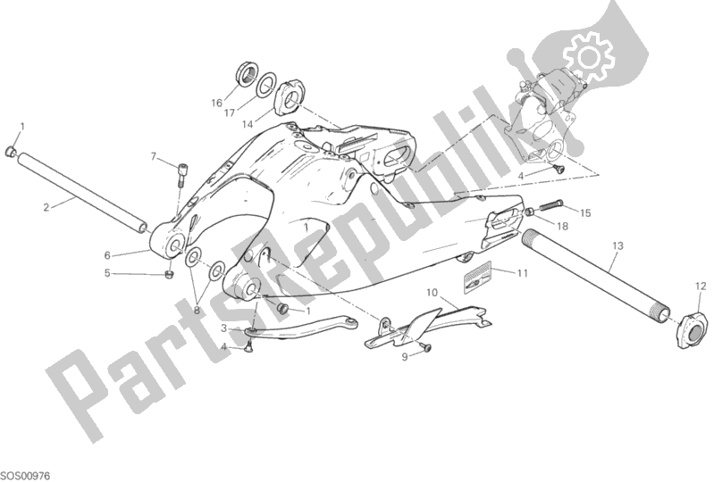 All parts for the Swing Arm of the Ducati Multistrada 1260 Enduro Touring USA 2019
